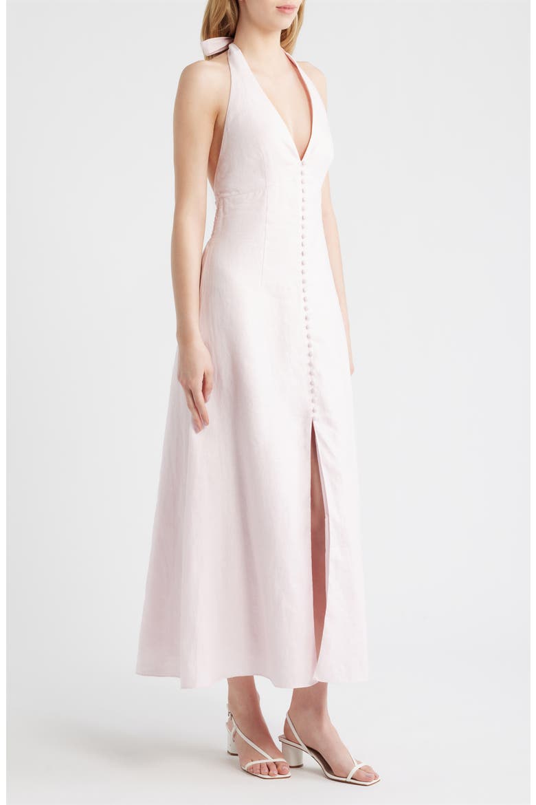 Lovis Halter Neck Linen Dress, Alternate, color, POTPOURRI PINK