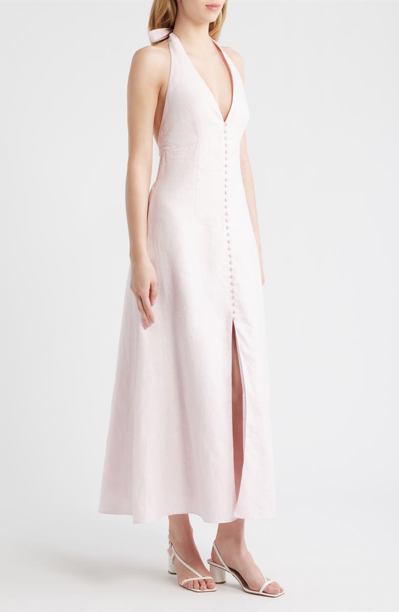LoveShackFancy Lovis Halter Neck Linen Dress, Alternate, color, 