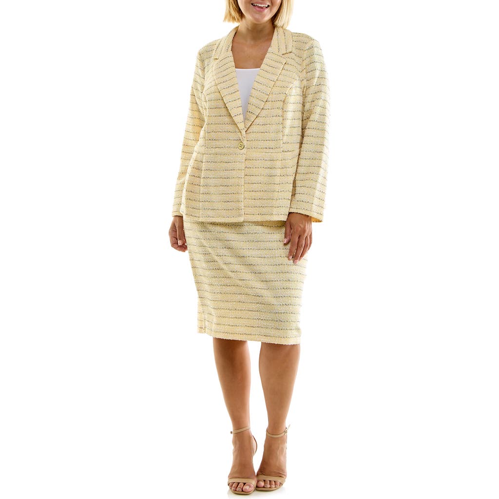 Nina Leonard 2-piece Blazer And Pencil Skirt Set In Nude