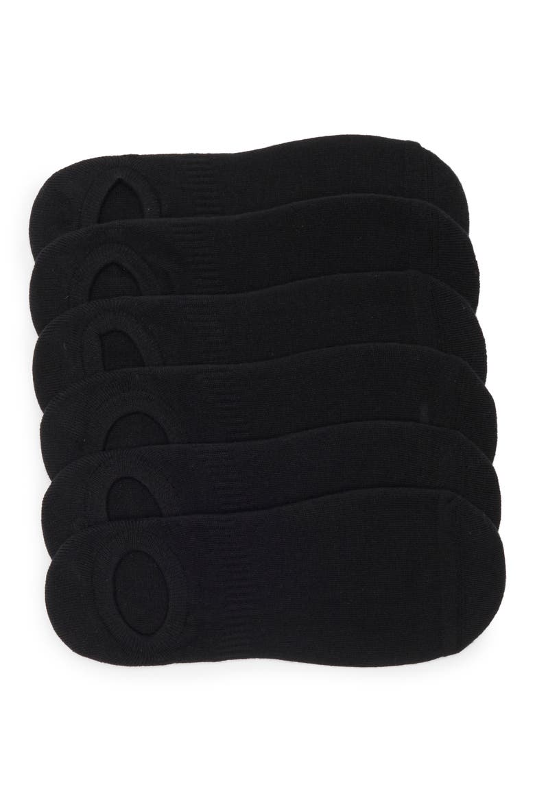 Everyday Cushioned 6-Pack No Show Socks, Main, color, BLACK