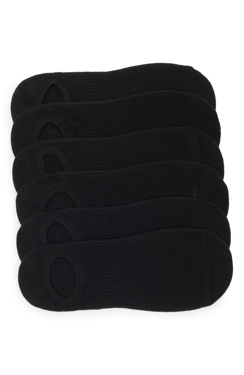 NORDSTROM RACK Everyday Cushioned 6-Pack No Show Socks, Main, color, Black