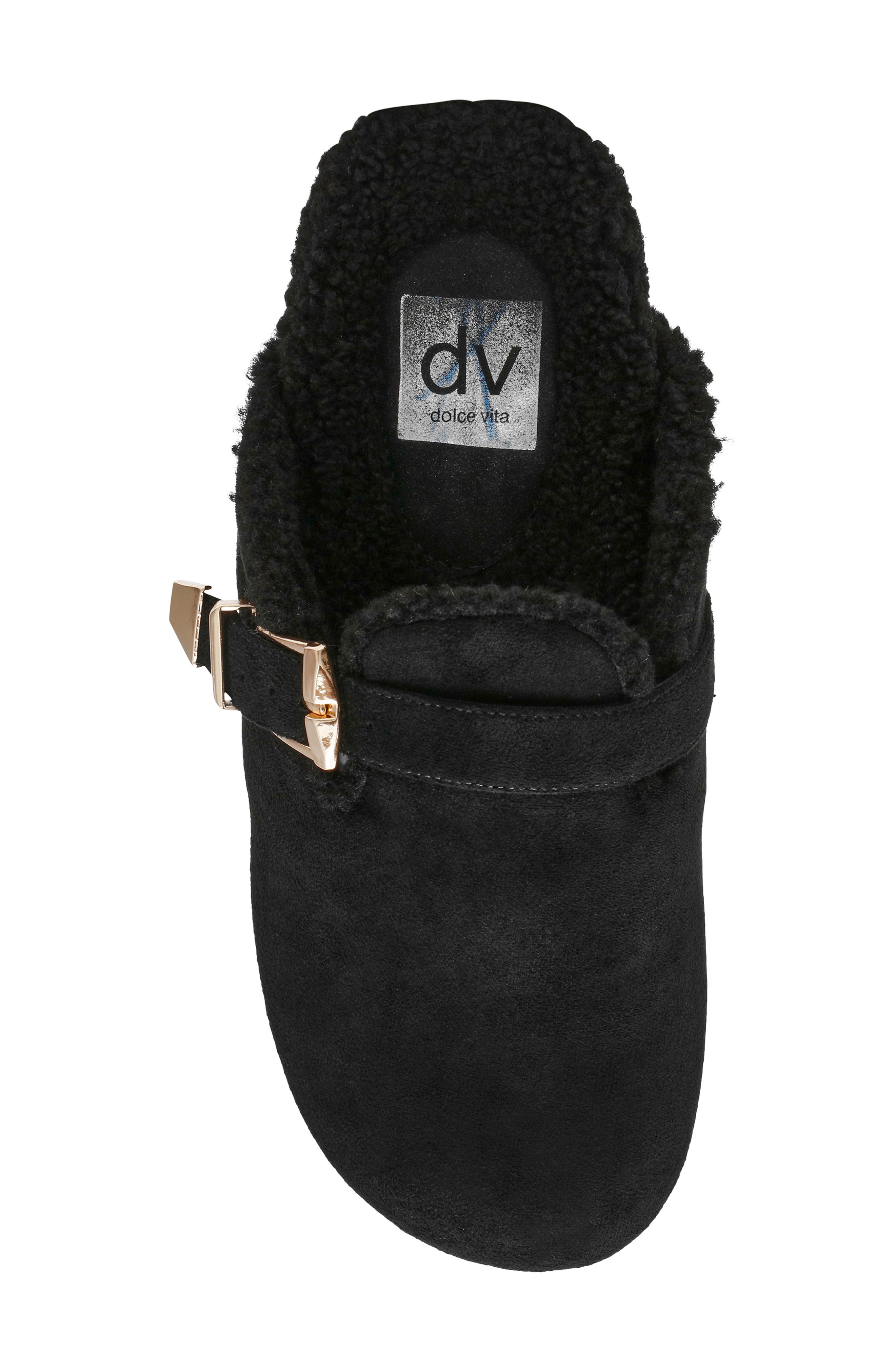 DV by Dolce Vita Anina Faux Shearling Lined Mule, Alternate, color, Black Faux Suede