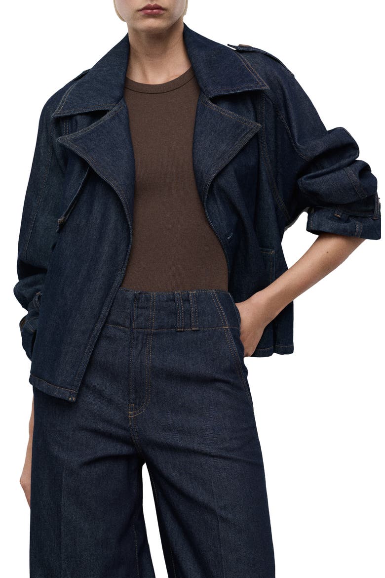 Denim Trench Jacket, Main, color, OPEN BLUE