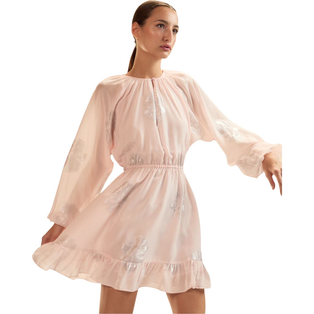 Cynthia Rowley Silk Lurex Dolman Sleeve Mini Dress In Pink
