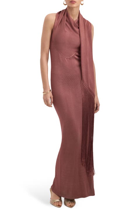 Shawl Sleeveless Knit Maxi Dress