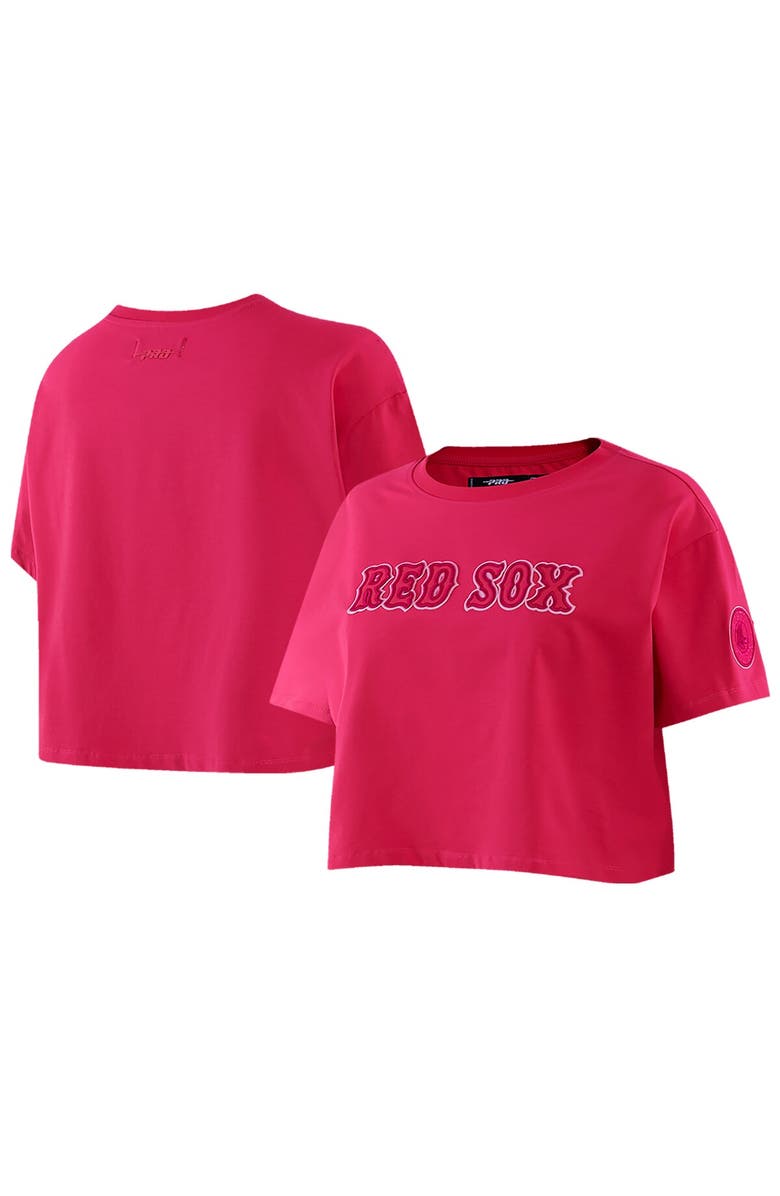 PRO STANDARD Women's Pro Standard Pink Boston Red Sox Triple Pink Boxy Cropped T-Shirt, Alternate, color, Pink