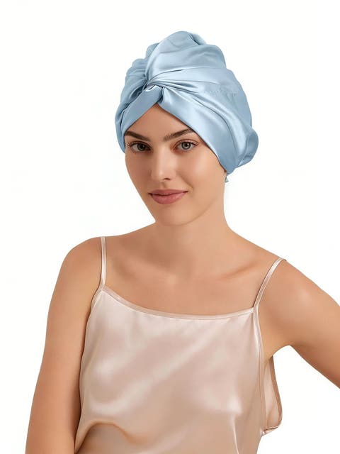 22Momme Pure Silk Knot Front Hair Bonnet with Adjustable Button Design