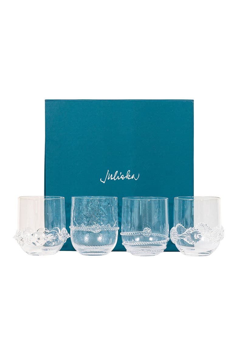 Heritage Set of 4 Assorted Stemless Wine Glasses, Alternate, color, CLEAR