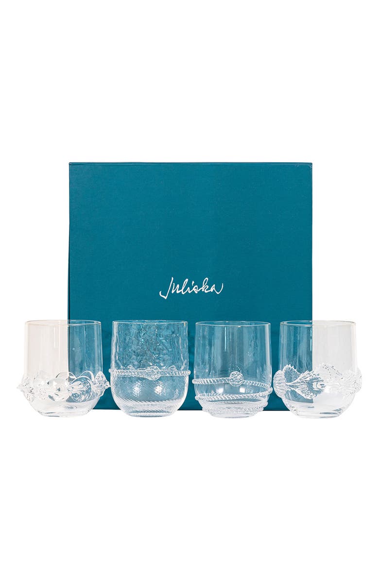 Juliska Heritage Set of 4 Assorted Stemless Wine Glasses, Alternate, color, Clear