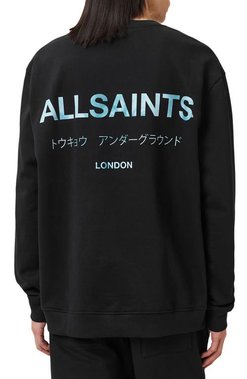 Allsaints Organic Cotton Underground Sweatshirt In Jet Black/blue