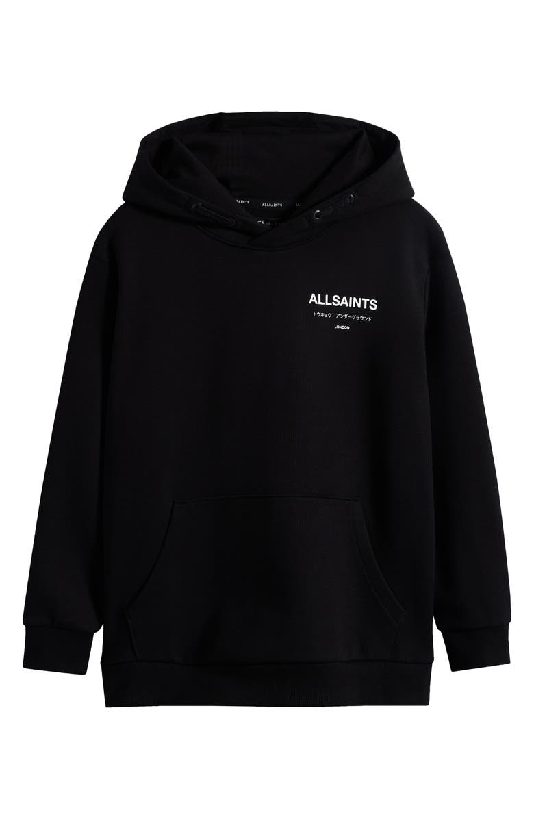 smALLSAINTS by ALLSAINTS Kids' Underground Graphic Cotton Hoodie, Main, color, Black