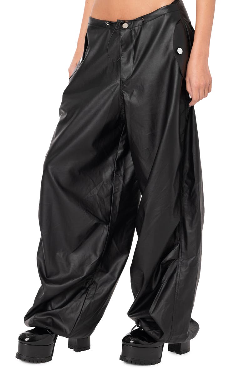 EDIKTED Rebel Oversize Faux Leather Pants, Alternate, color, 
