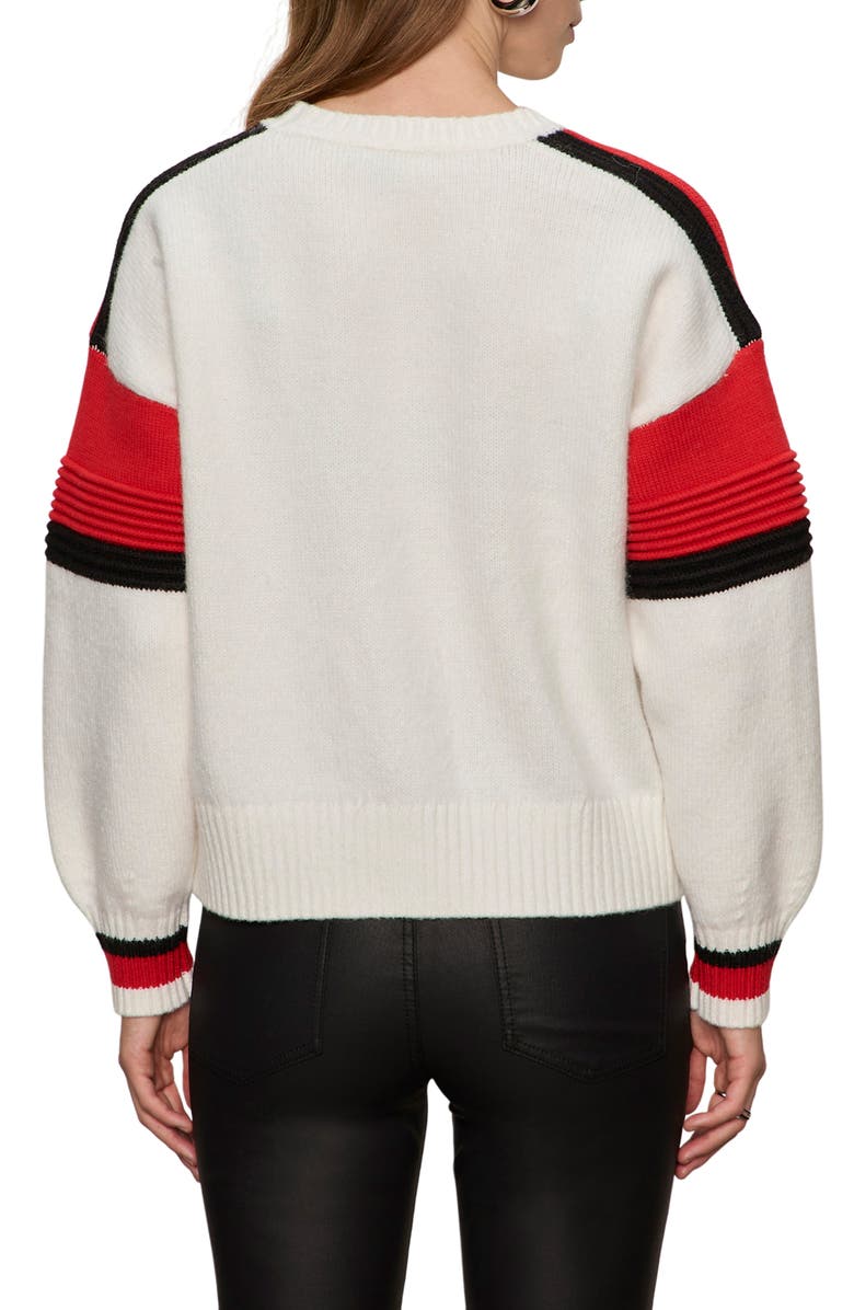 Sanctuary Sporty Stripe Crewneck Sweater, Alternate, color, Cherry Lacquer Red