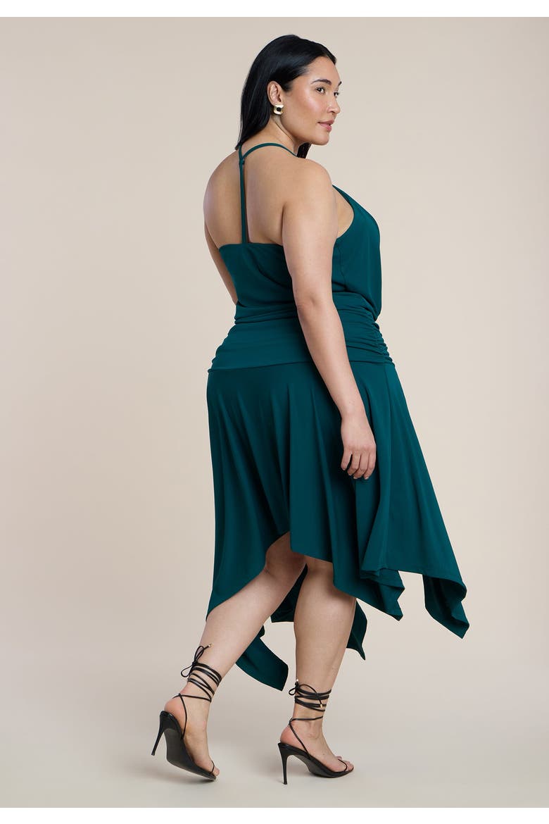 Asym Hem Draped Jersey Midi Dress, Alternate, color, FOREST BIOME