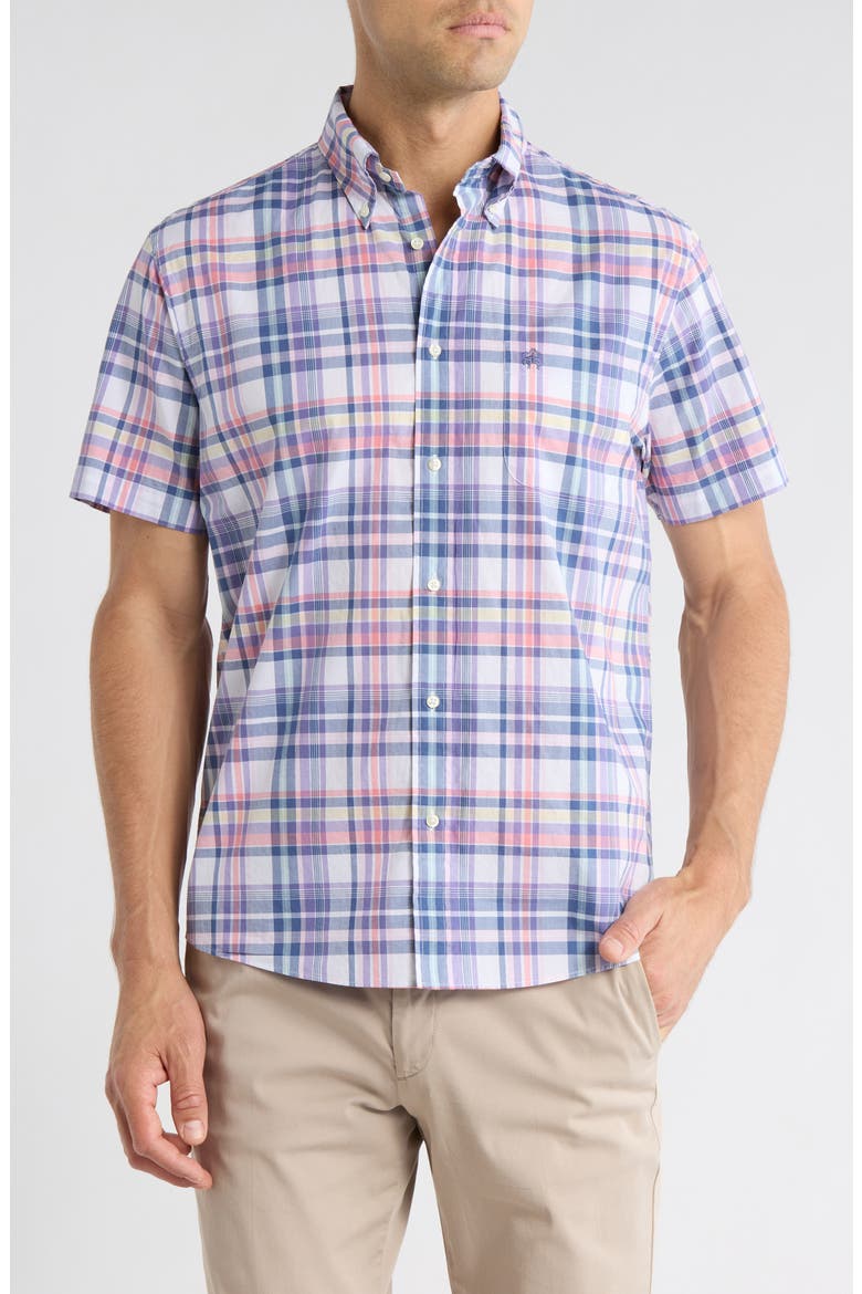 Sport Fit Plaid Short Sleeve Button-Down Shirt, Main, color, SUMMERPLAID