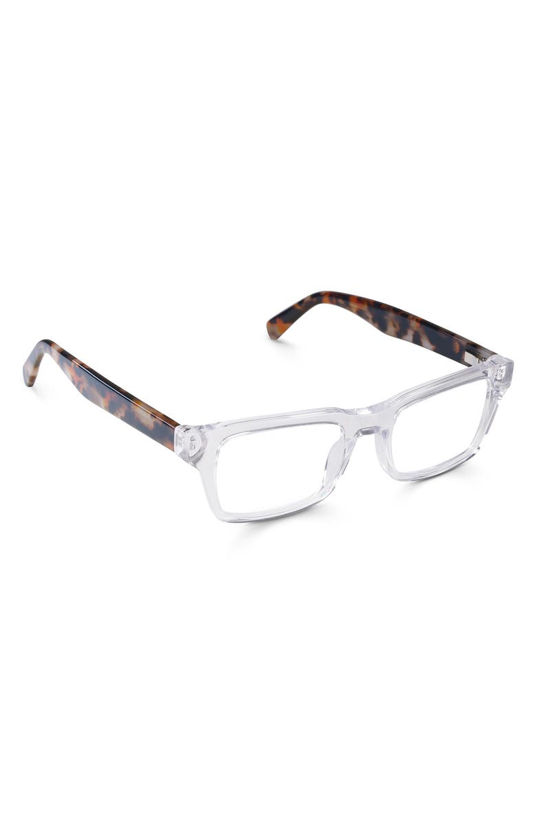 eyebobs Fare N Square 50mm Square Reading Glasses, Alternate, color, Clear Crystal/ Orange Temples