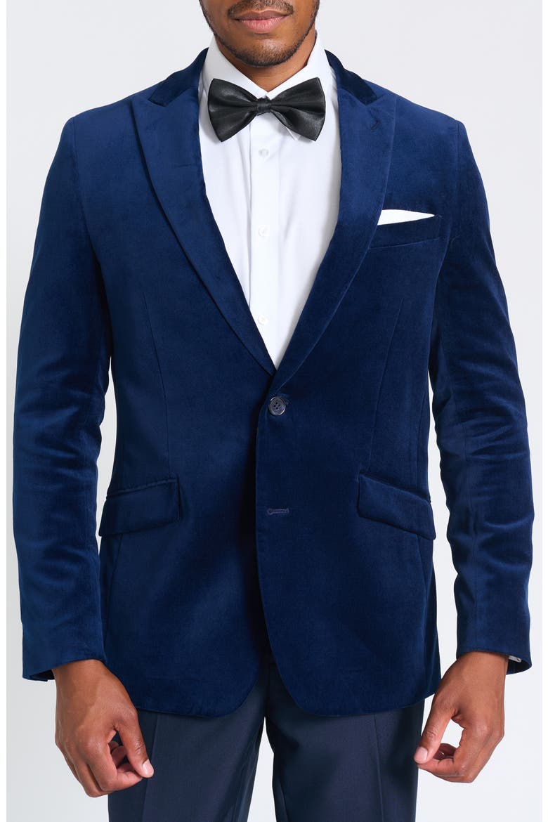 Velvet Blazer, Main, color, NAVY