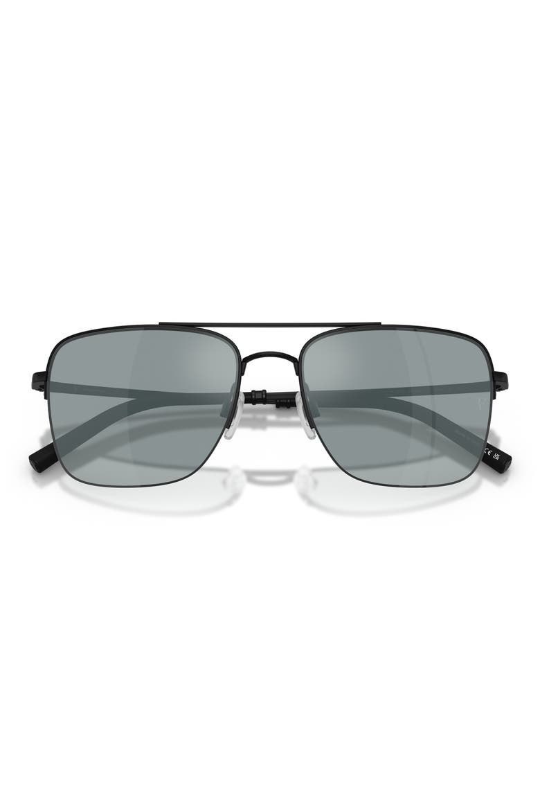 Roger Federer 56mm Polarized Pilot Sunglasses, Alternate, color, MATTE BLACK / BLACK