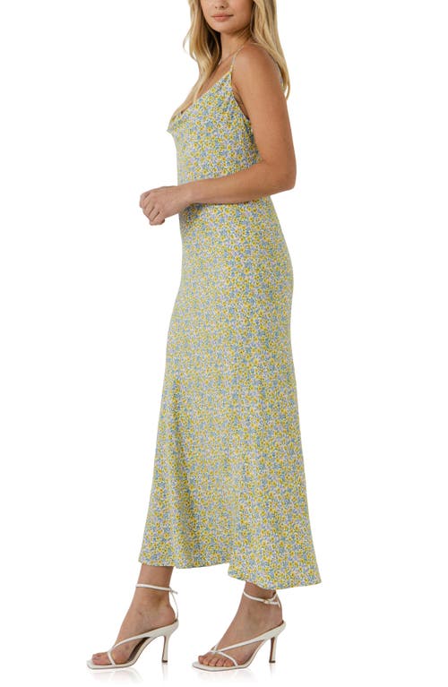Free The Roses Floral Sleeveless Midi Dress In Blue Multi