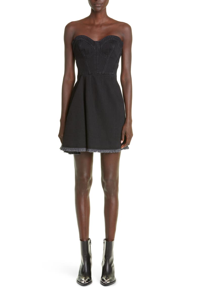 Sleeveless Denim Minidress, Main, color, BLACK
