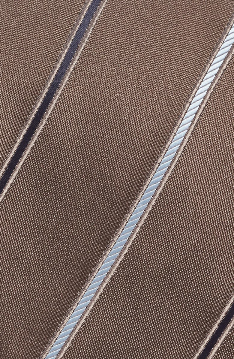 Canali Stripe Silk Tie, Alternate, color, Light Brown