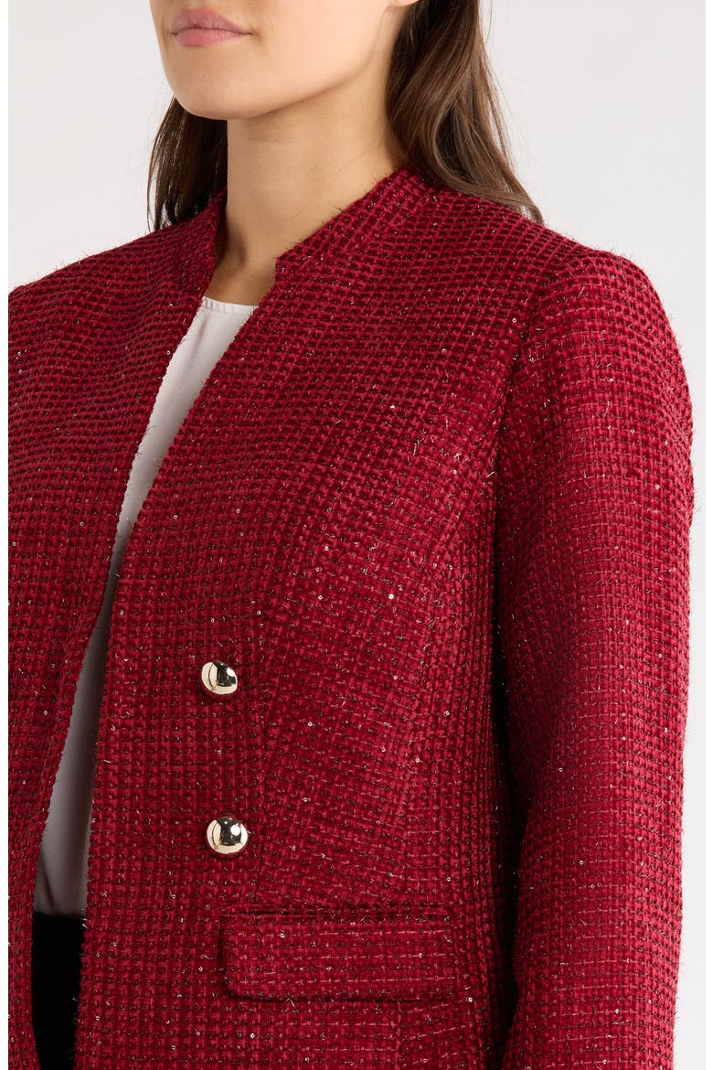 Sequin Faux Double Breasted Jacket, Alternate, color, TITIAN RED