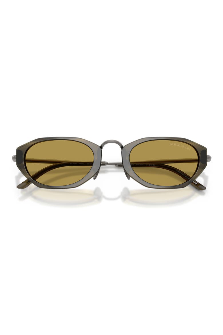 50mm Polarized Irregular Oval Sunglasses, Alternate, color, BROWN / GREEN TOP / GREEN