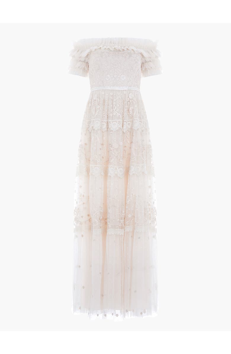 Needle & Thread Midsummer Lace Off-shoulder Gown, Alternate, color, Cream