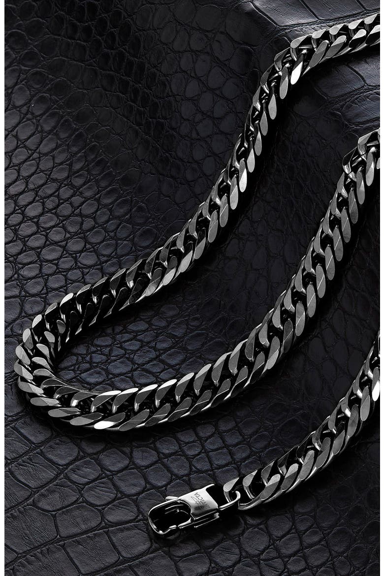 Mens' 11.5mm Curb Chain Necklace, Alternate, color, BLACK