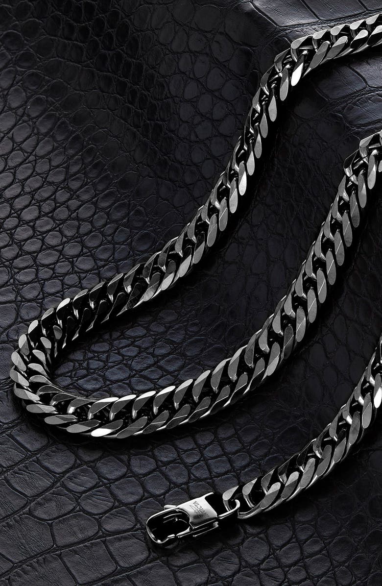 INVICTA Mens' 11.5mm Curb Chain Necklace, Alternate, color, Black