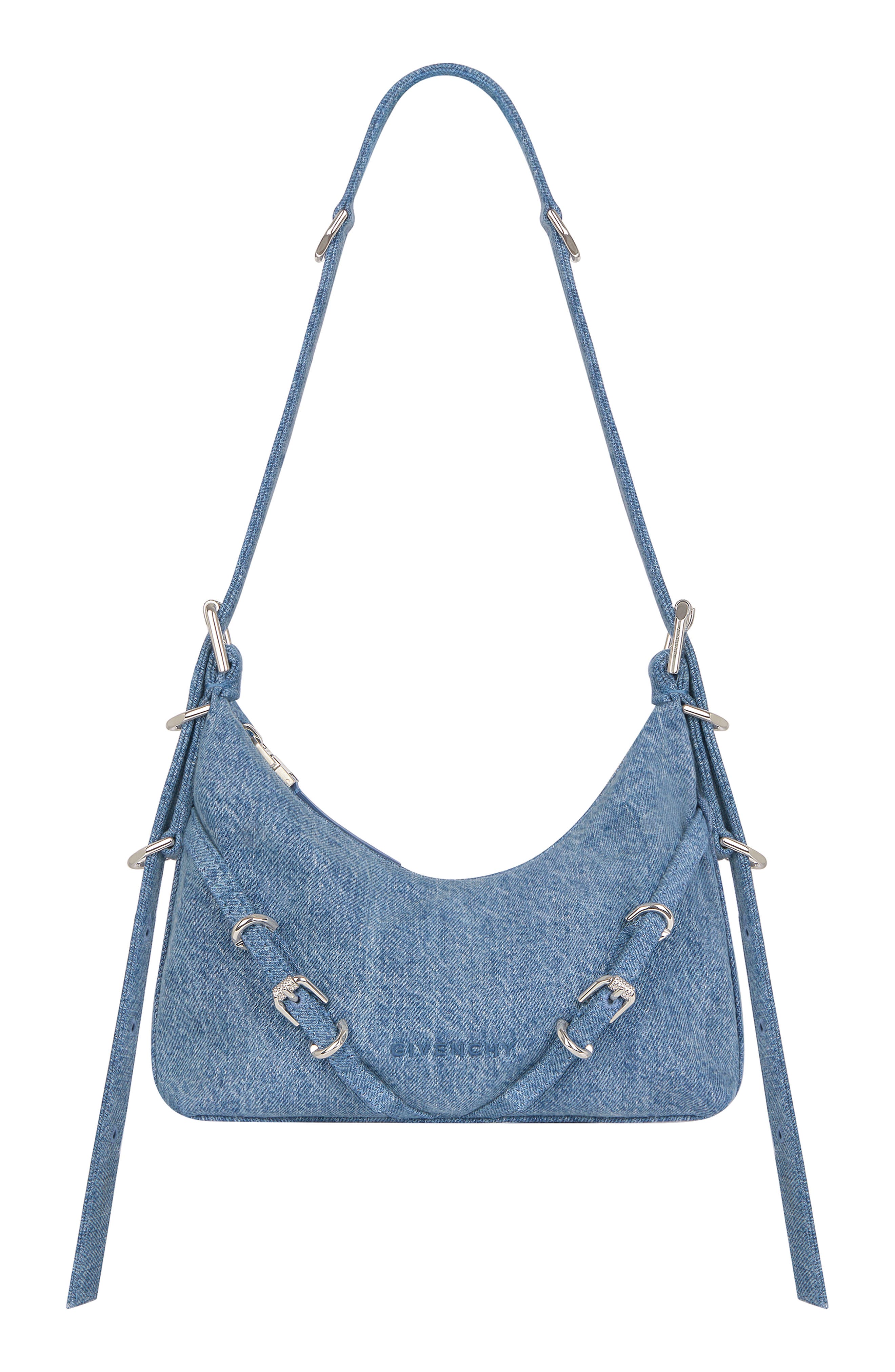 Givenchy Mini Voyou Denim Hobo, Main, color, 