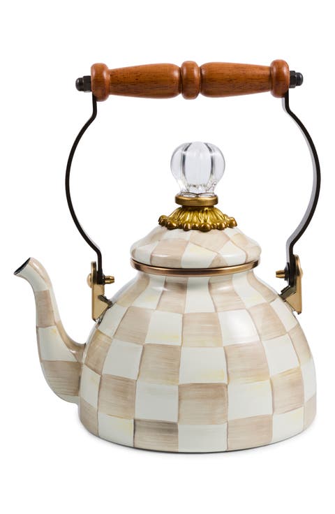 Mocha Check 1-Quart Tea Kettle