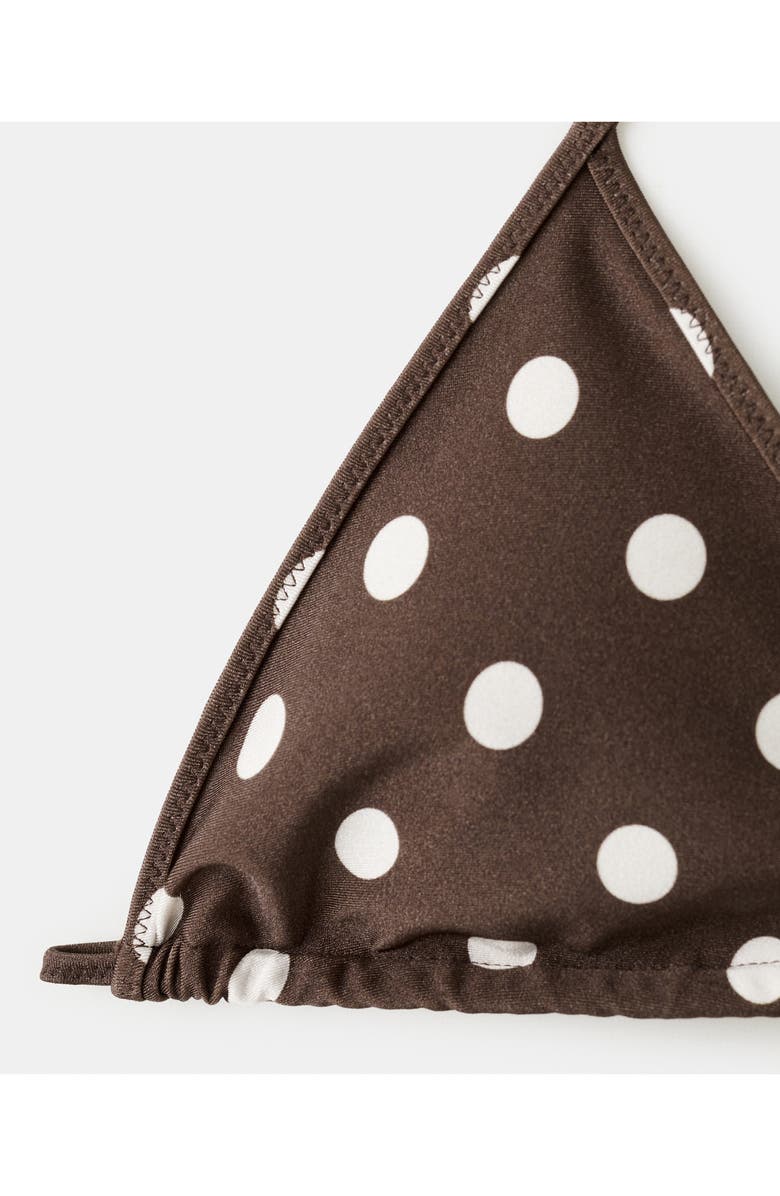 MANGO Polka Dot Triangle Swim Top, Alternate, color, Brown