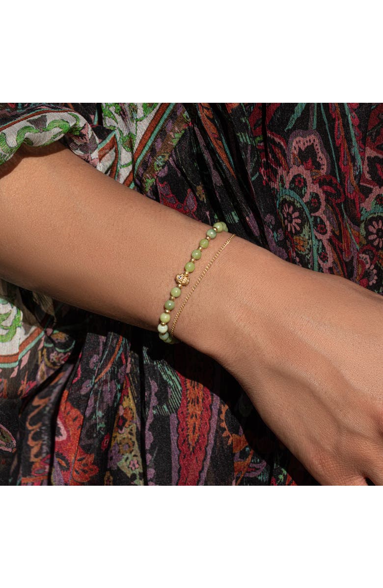 Karma and Luck Jade Buddha Charm Gold Chain Bracelet Enlightened Soul, Alternate, color, Green/Gold