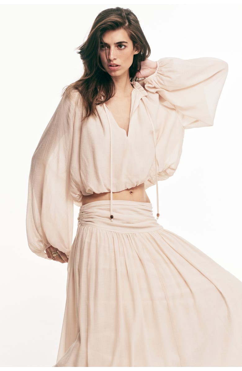 H&M Oversized Crêpe Blouse, Alternate, color, Pale Orange