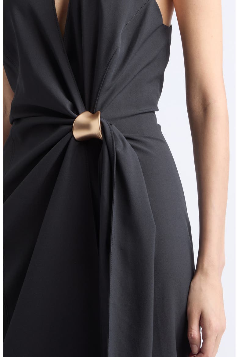 Bangle Enez Halter Midi Dress, Alternate, color, BLACK