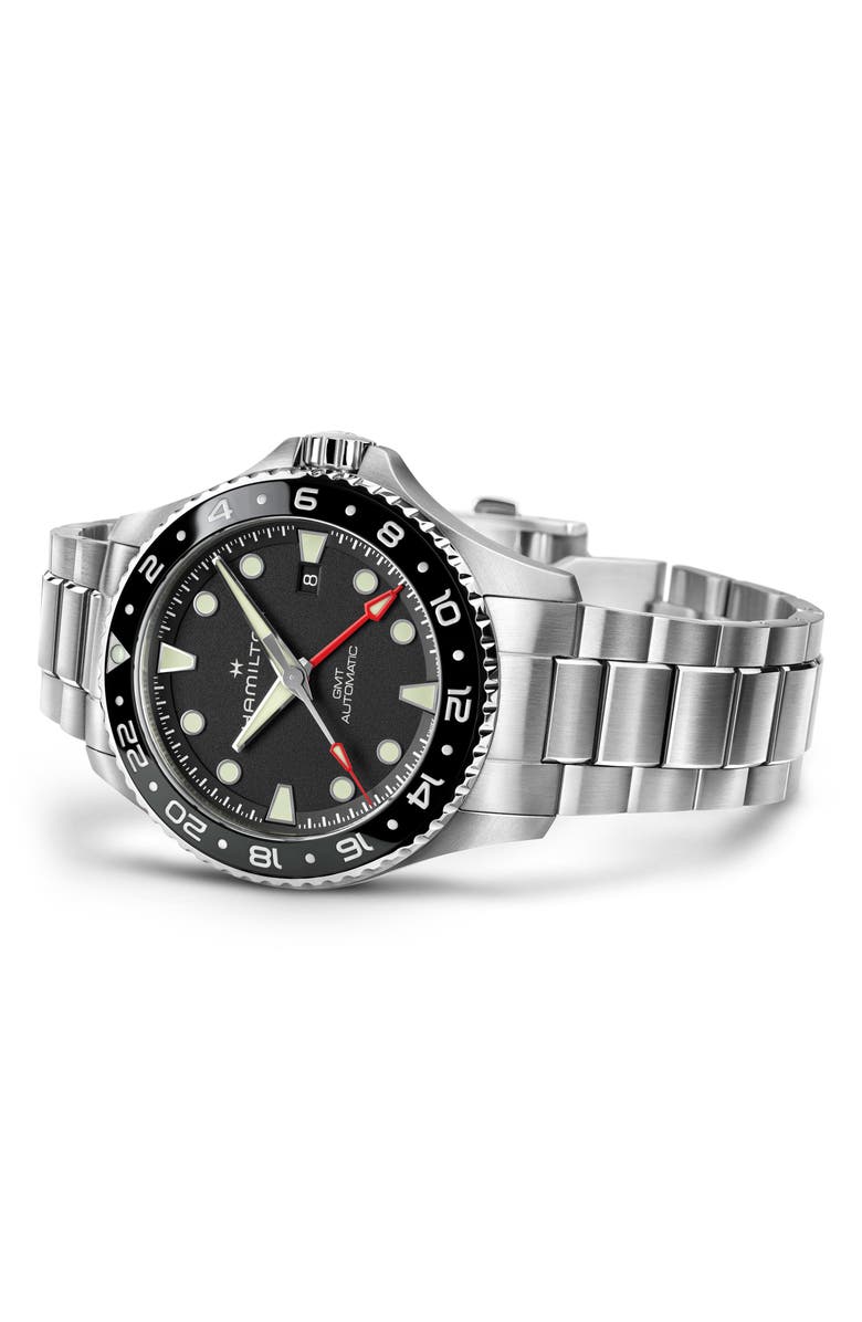 Hamilton Khaki Navy Scuba GMT Automatic Bracelet Watch, 43mm, Alternate, color, Black