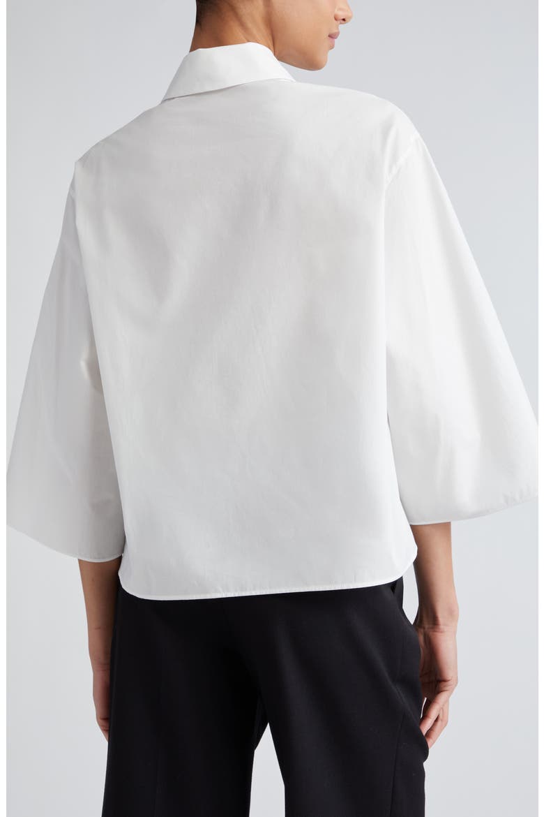 3D Appliqué Cotton Gabardine Half-Zip Top, Alternate, color, CREAM