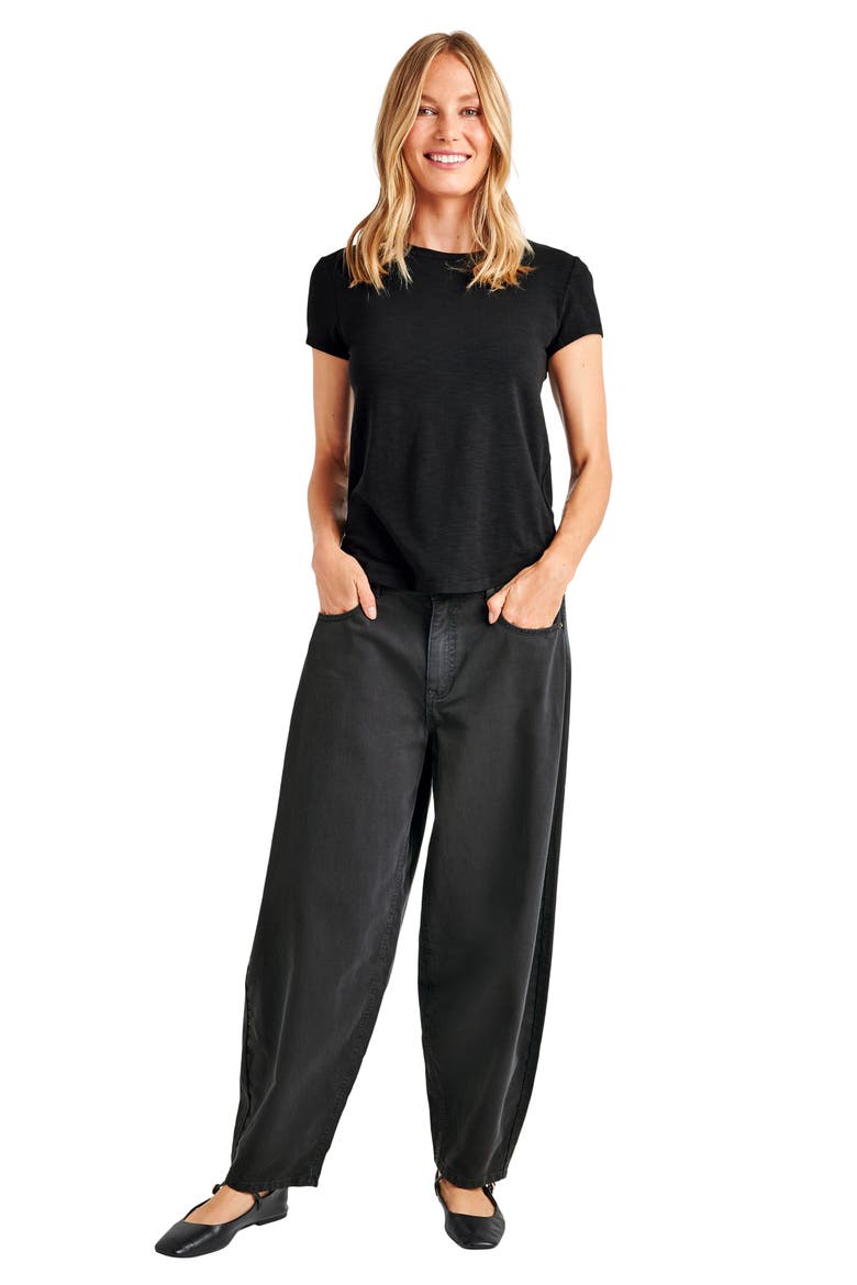 Abbie Cotton Blend Slub Jersey T-Shirt, Alternate, color, BLACK