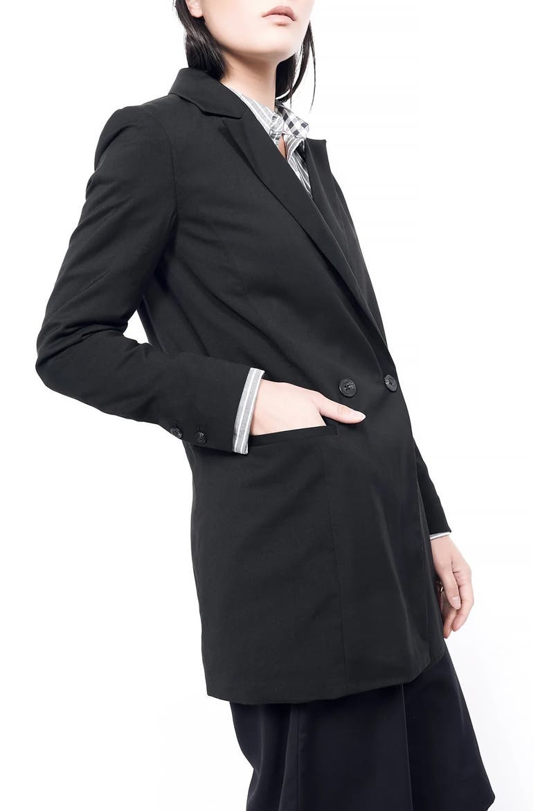 The Empower Double Breasted Blazer, Alternate, color, BLACK