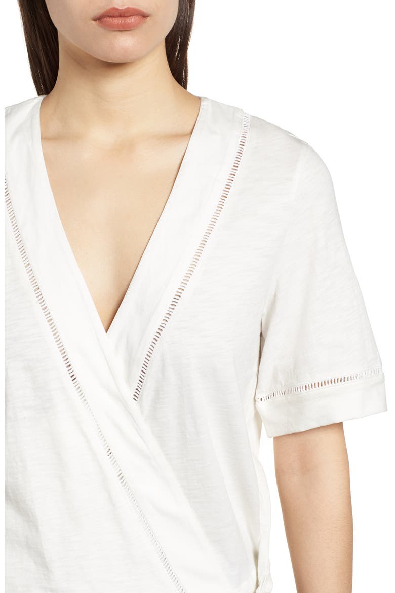 Tie Front Wrap Top, Alternate, color, WHITE