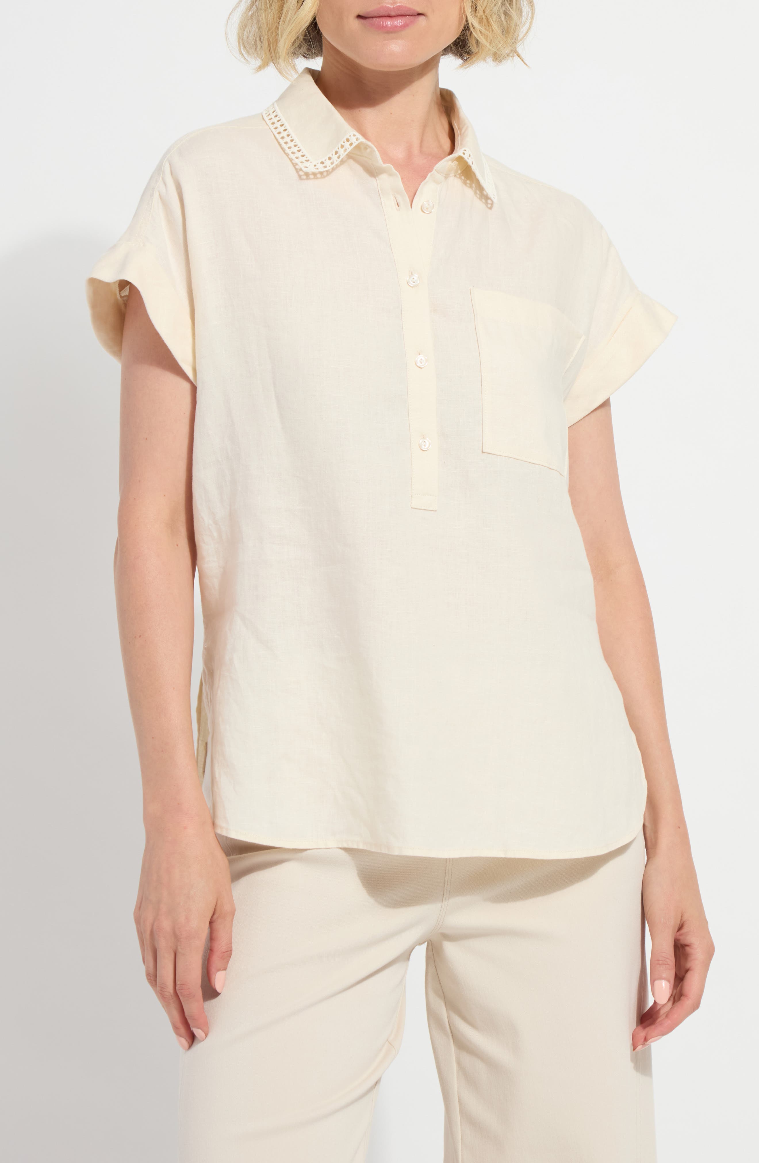 Althea High-Low Linen Top