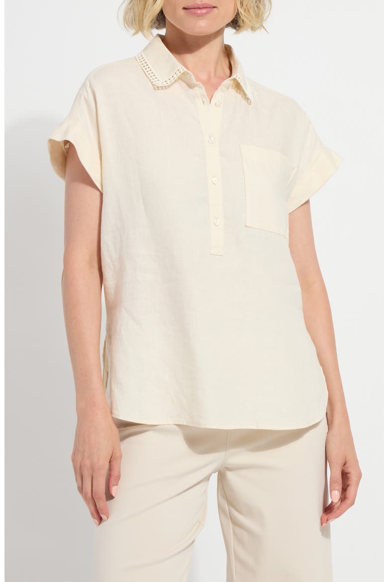 Althea High-Low Linen Top, Main, color, MACADAMIA