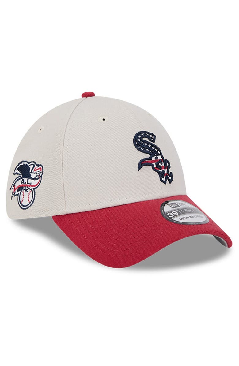 New Era Men's New Era Khaki/Red Chicago White Sox 2024 Fourth of July 39THIRTY Flex Hat, Main, color, Khaki