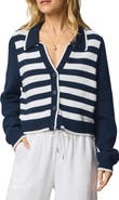 Splendid Nicolette Placed Stripe Cotton Polo Cardigan
