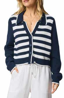 Splendid Nicolette Placed Stripe Cotton Polo Cardigan