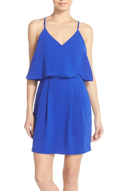 Adelyn Rae Ruffle Crepe Popover Dress in Electric Blue 