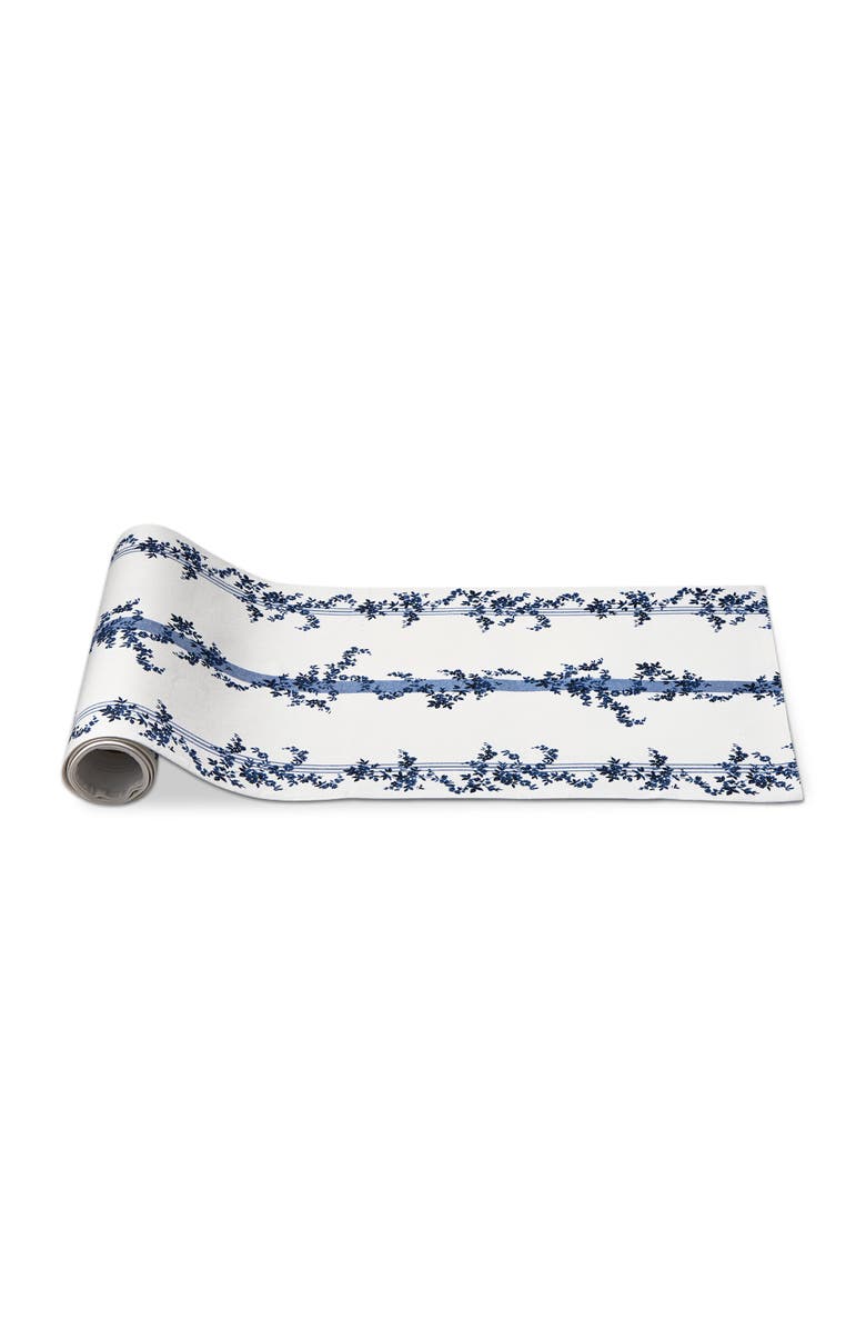 tag Cottage Blue Stripe Floral Print Cotton Table Runner Decor, Alternate, color, Blue