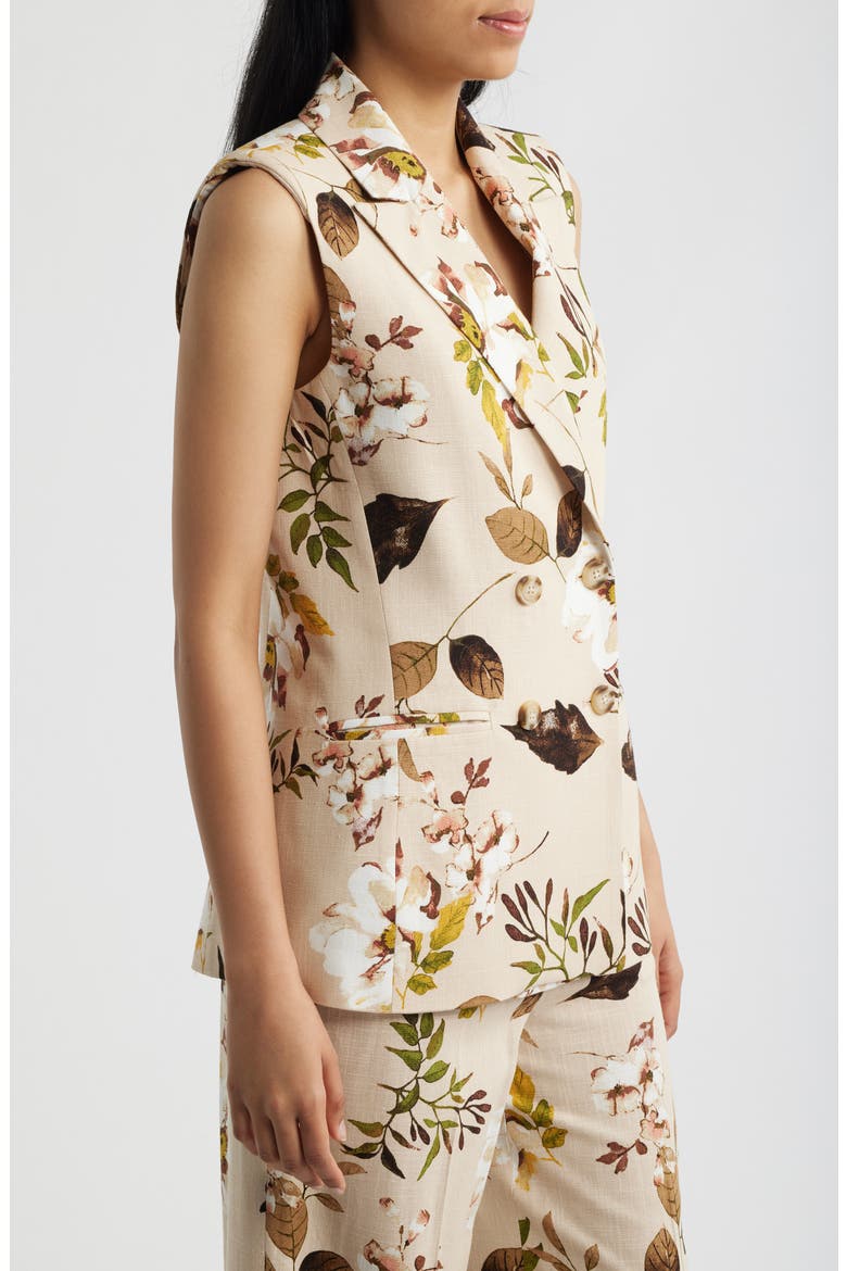 Foliage Print Vest, Alternate, color, SAND FLORAL