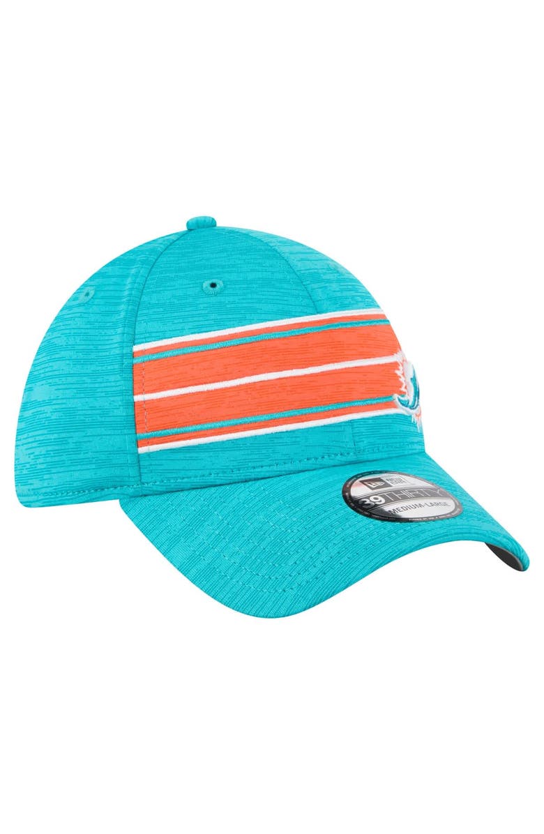 New Era Men's New Era Aqua Miami Dolphins Stripes 39THIRTY Flex Hat, Alternate, color, Aqua